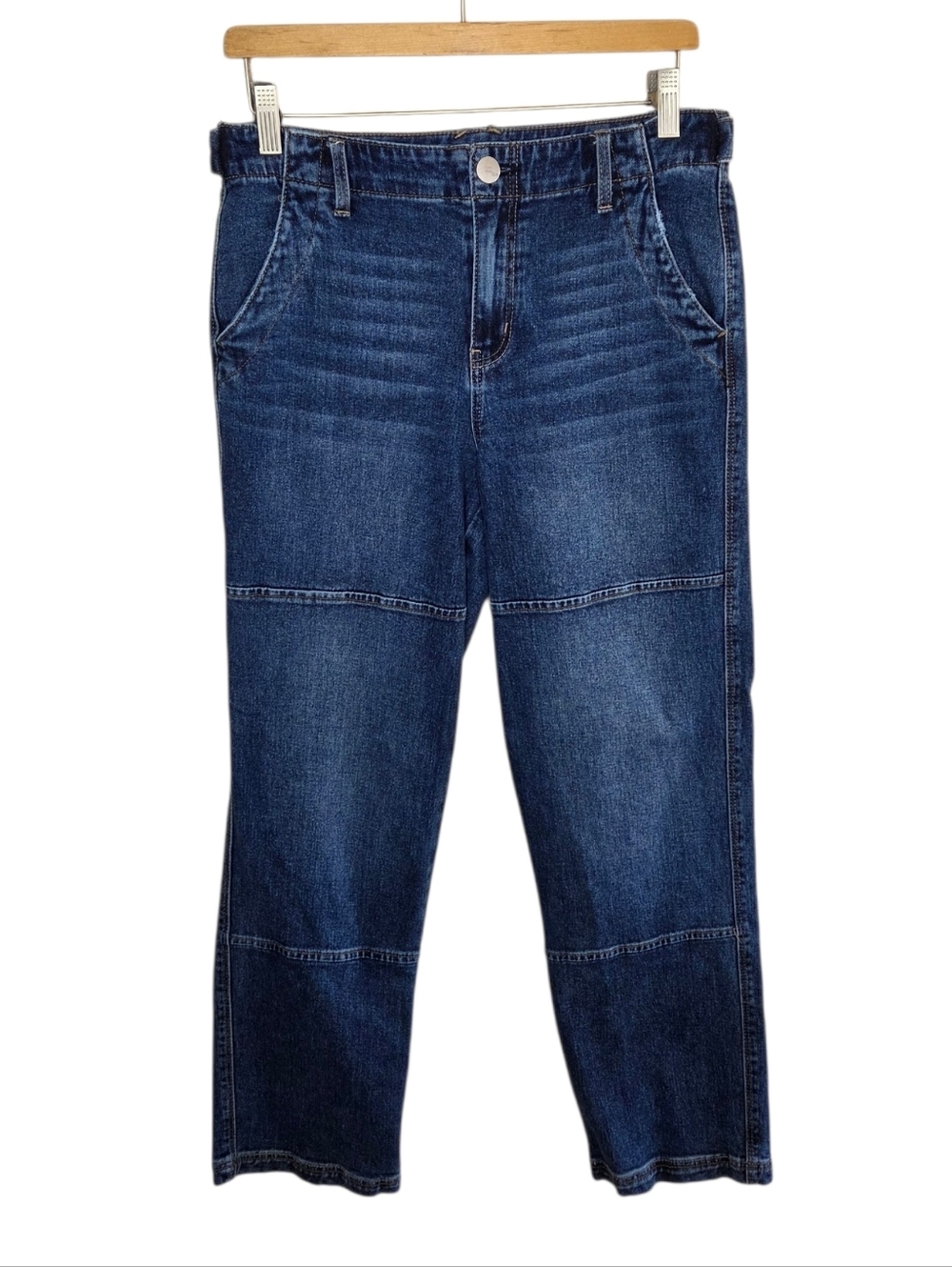 1822 Denim Straight Leg Seaming Detail Ankle Jeans Size 8 28.5" Inseam Denim